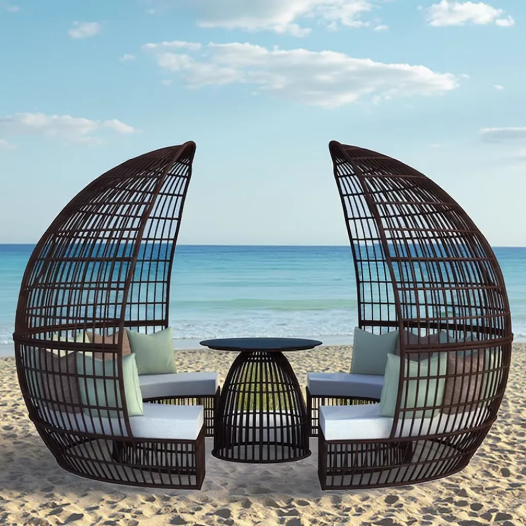 Garden Home Rattan Outdoor Furniture Chaise Lounge Aluminium Leisure Waterproof Sofa Outdoor Patio Day Beds