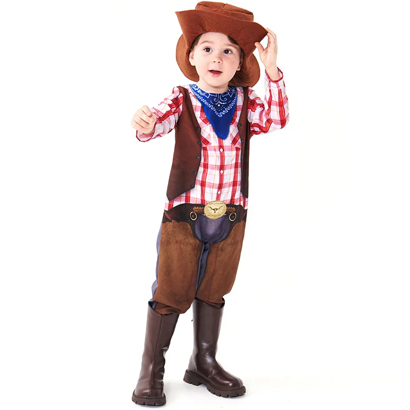 Boy West Cowboy tuta Costume American tourist Pioneer Cosplay Carnival Halloween Fancy Party Dress