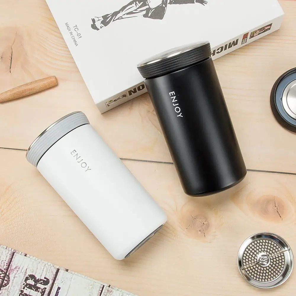 

New 350ml Thermos Mug with Filter Business Style Double Wall Stainless Steel Vacuum Flasks Coffee Tea Travel Mug Thermocup