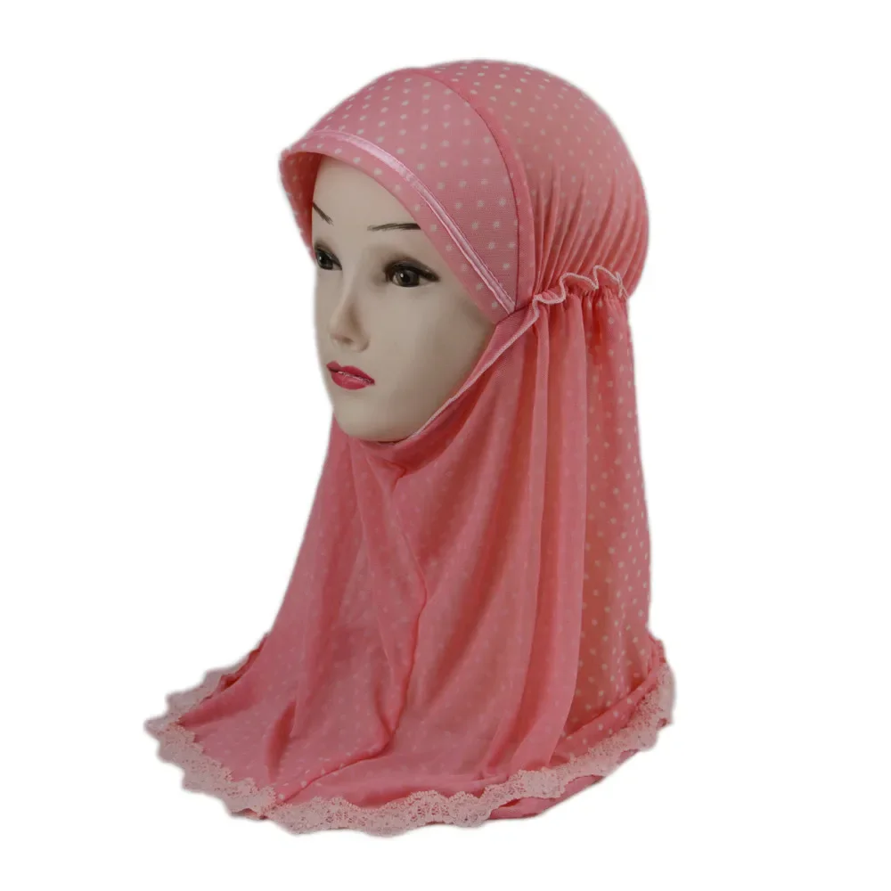 Hijab Muçulmano Instantâneo para Meninas, Turbante Envoltório, Pull-On, Pronto-a-vestir, Lenço Islâmico, Chapéu, Xales Sobrepostos, 2 a 6 Anos