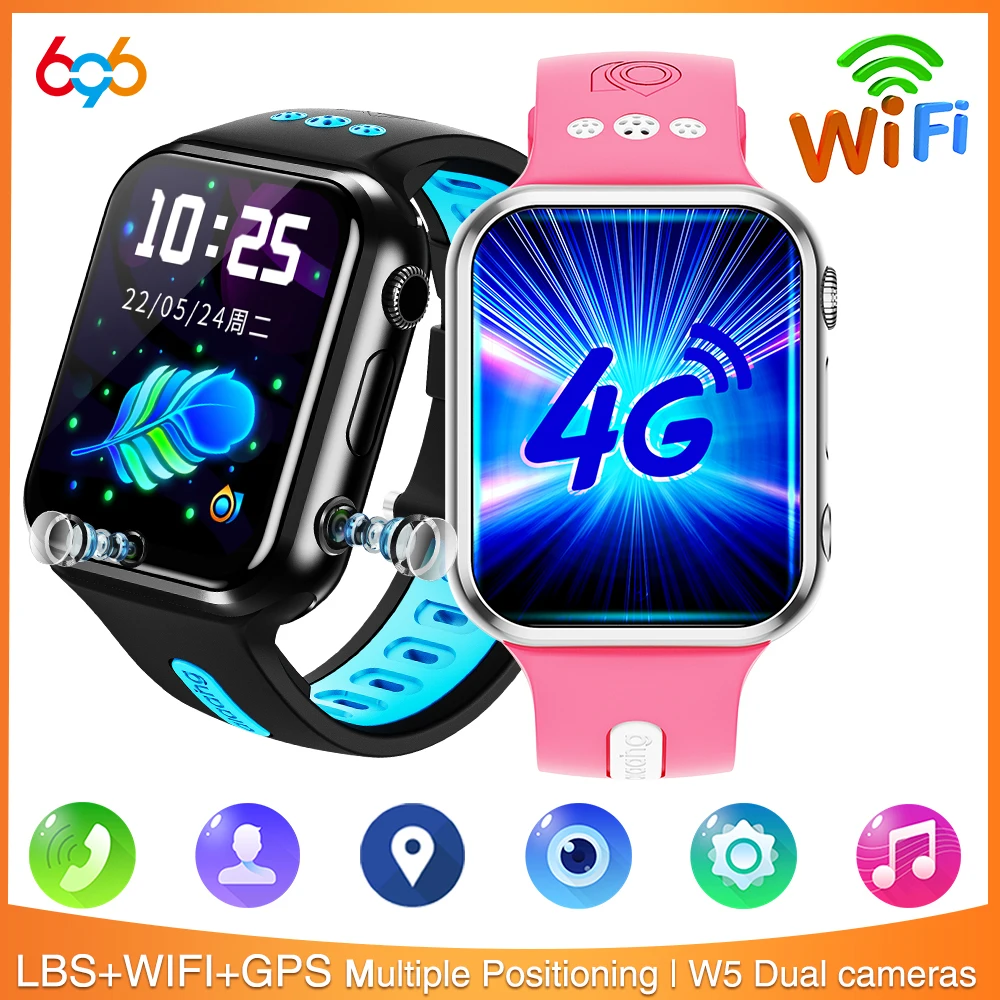 

696 Smart Watch Kids 4G SOS GPS Wristwatch Whatsapp Android Video Call Children Smartwatch Dual Camera Wifi Boy Girl SIM Student