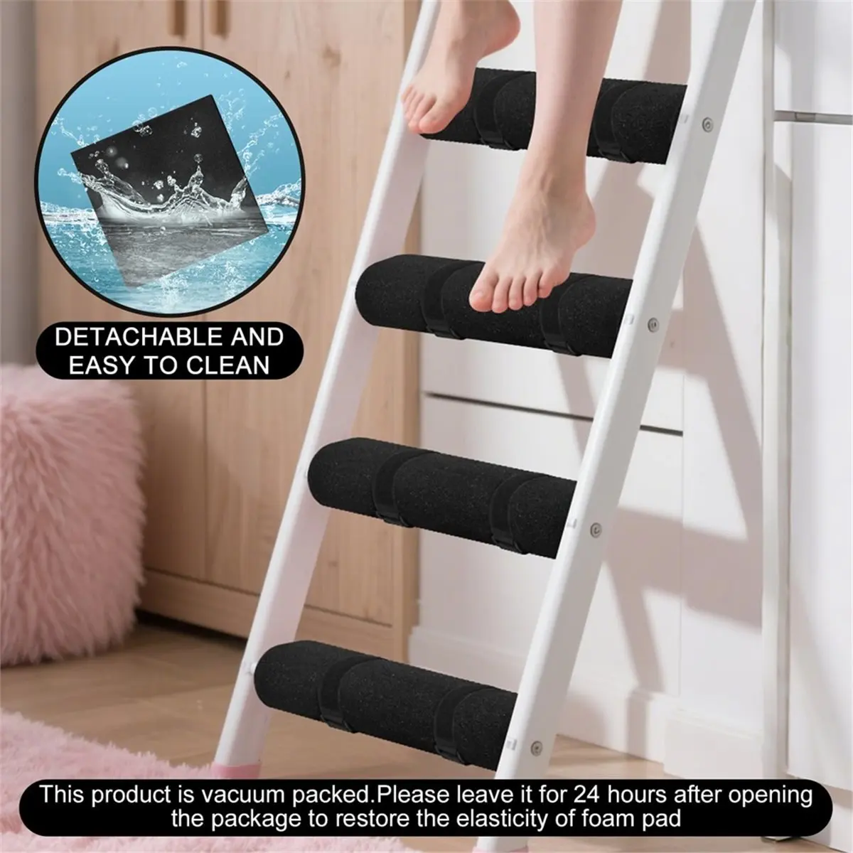 ~！【Best Seller】5 PCS Bunk Bed Ladder Pads with 10 Adjustable Hoop Straps,for Bed Ladder Padding Loft Bed Safe and Comfortable C