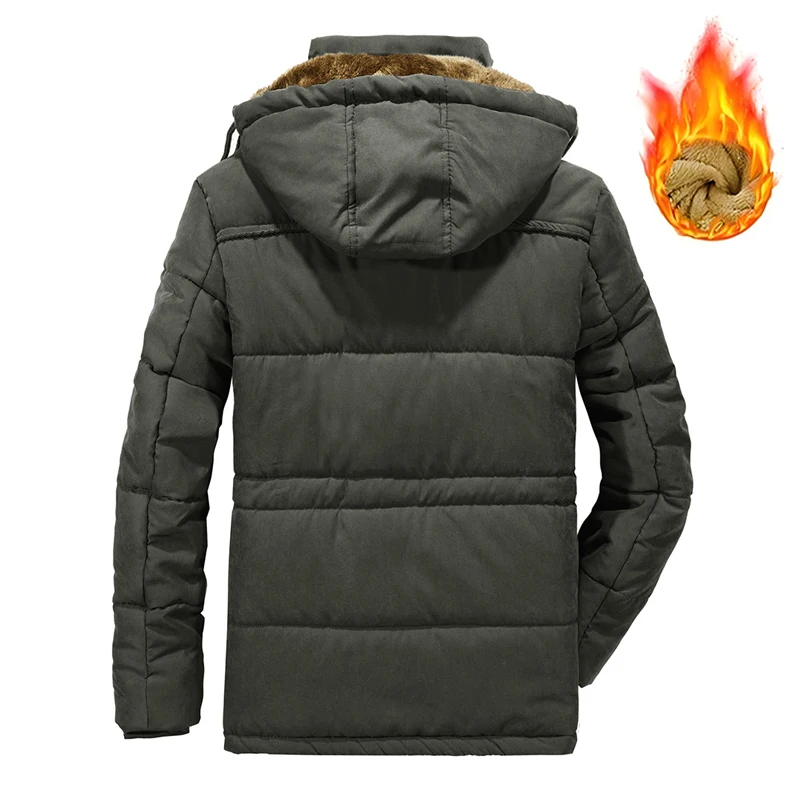 Parka Cargo pour Homme, Pardessus Militaire, Chaud, avec Poignées, Chapeau Amovible, Grande Taille 8XL, Hiver