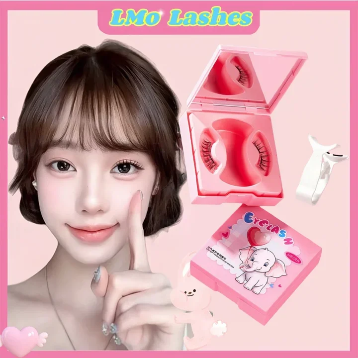 韓国アイドル風 マグネットつけまつげ 新しい小悪魔風 太め3Dまつげ ソフト 再利用可能 アプリケーター付き フェイクミンクメイク