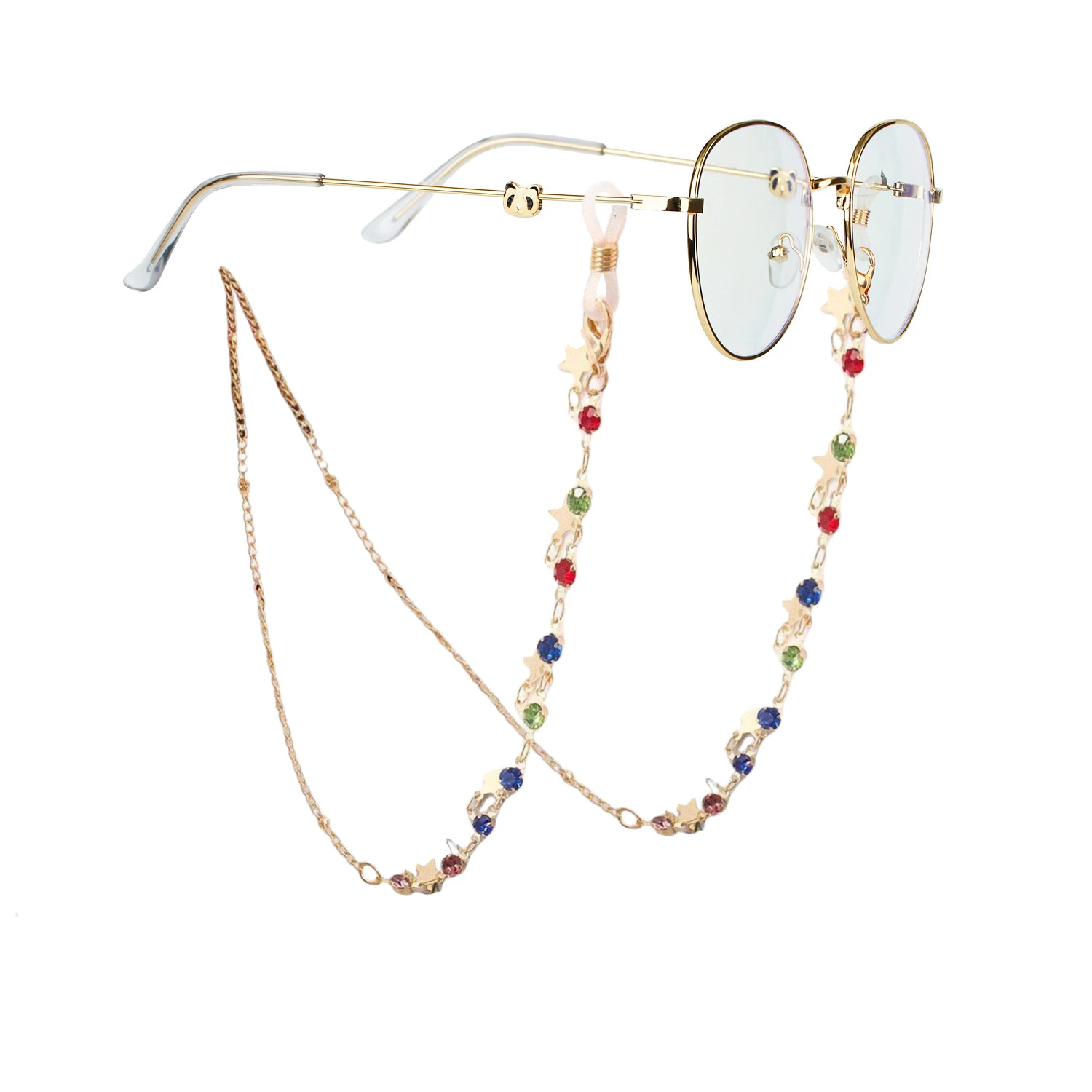 Fashion Crystal Sunglasses Chains Round Beaded Eyeglass Chain Face-Mask Holder Glasses Chain Mask Lanyard Women Jewelry