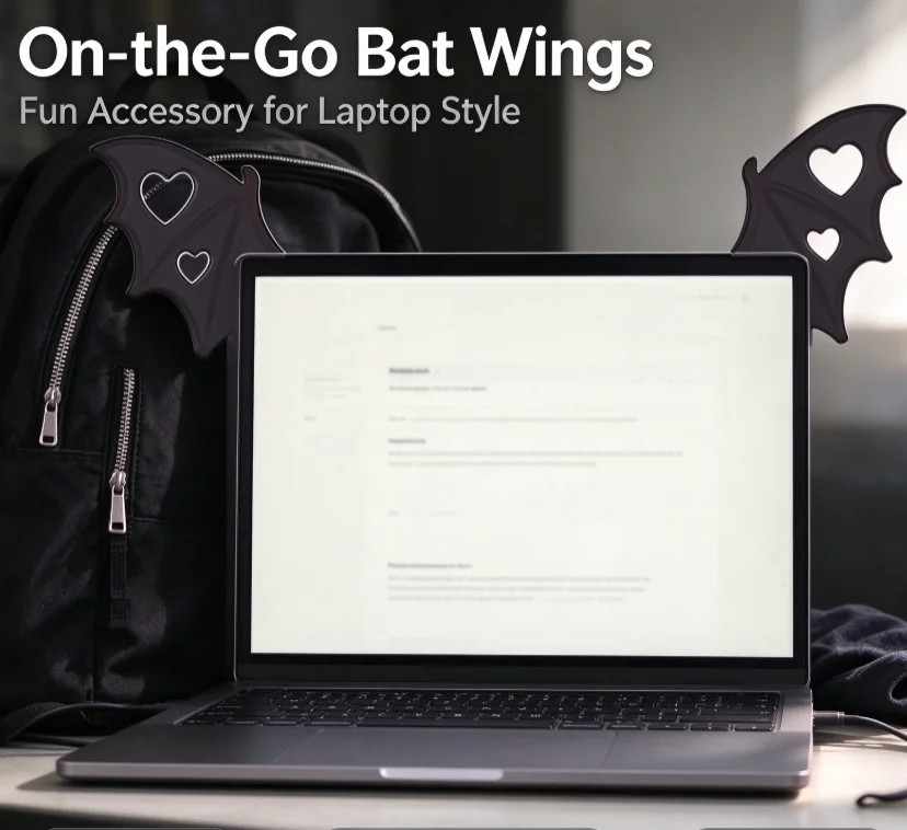 2Pcs Cute Little Devil Wings Monitor Frame Creative Aesthetic Desktop Kawaii Room Screen Side Decor for E-sports Setup Holiday