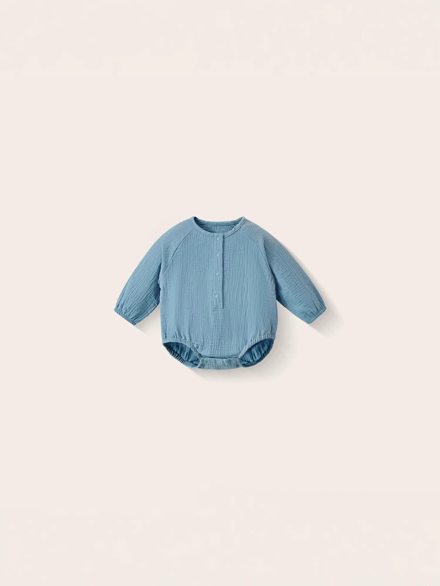 2026 New Spring 0-2Y Baby Clothes Pure Color Double-layer Gauze Long-sleeve Bubble Bdoysuit
