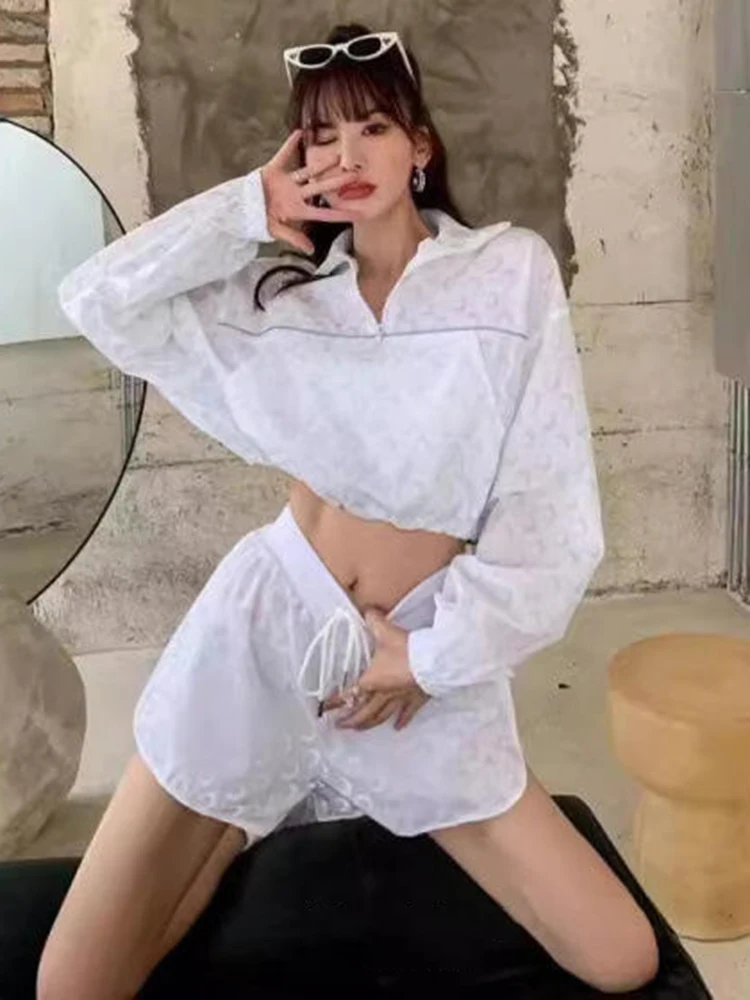 Loose Half Zipper Coat Korean High Street Fashion Women's Long Sleeve Versatile Sunscreen Coat Summer Casual Thin Printed Moon