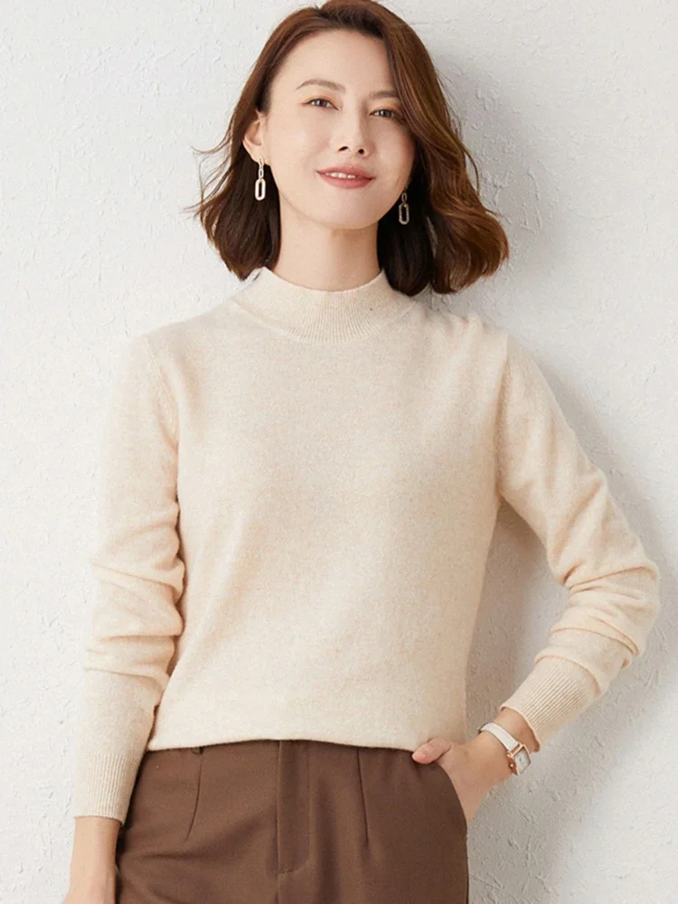 韓国スリムタートルネックセーターニットプルオーバーセーター長袖ボトムシャツ秋冬ソフトブラウスジャンパー女性用