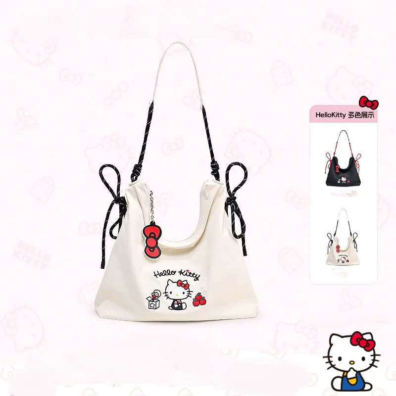 

Холщовая сумка с рисунком аниме Sanrio Hello Kitty, модная женская большая вместительная сумка через плечо, большая вместительная сумка, подарок для девочек