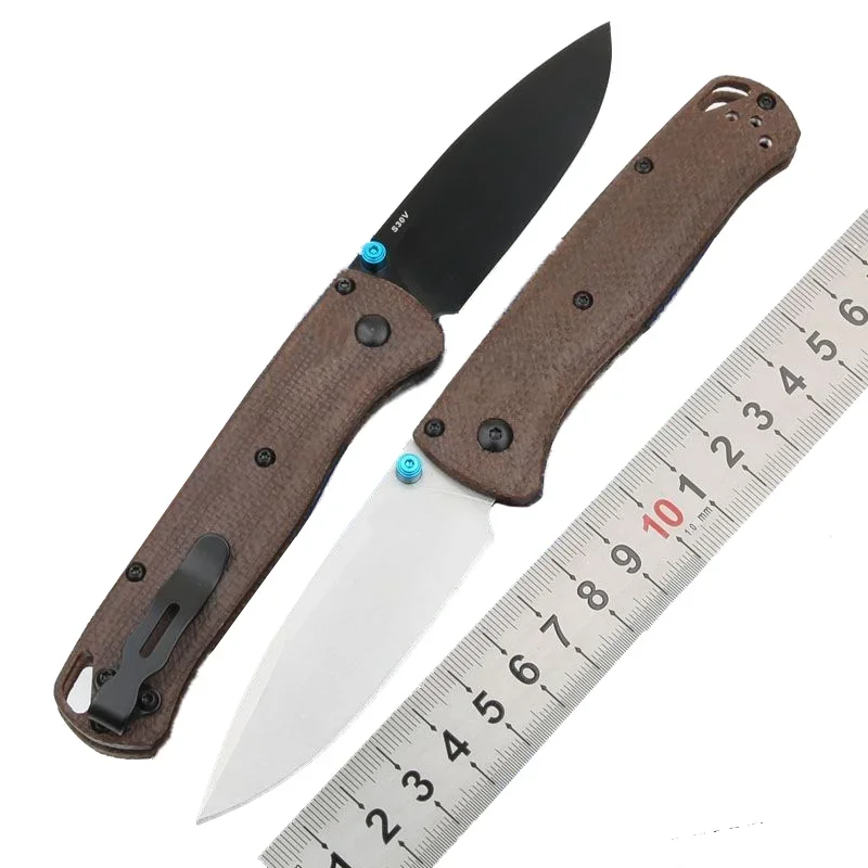 Butterfly BM535 Pocket Folding Knife Stonewash S30V Blade Flax/Brass Cuprum Handle Tactical Self Defense Hunting EDC Tool Knives