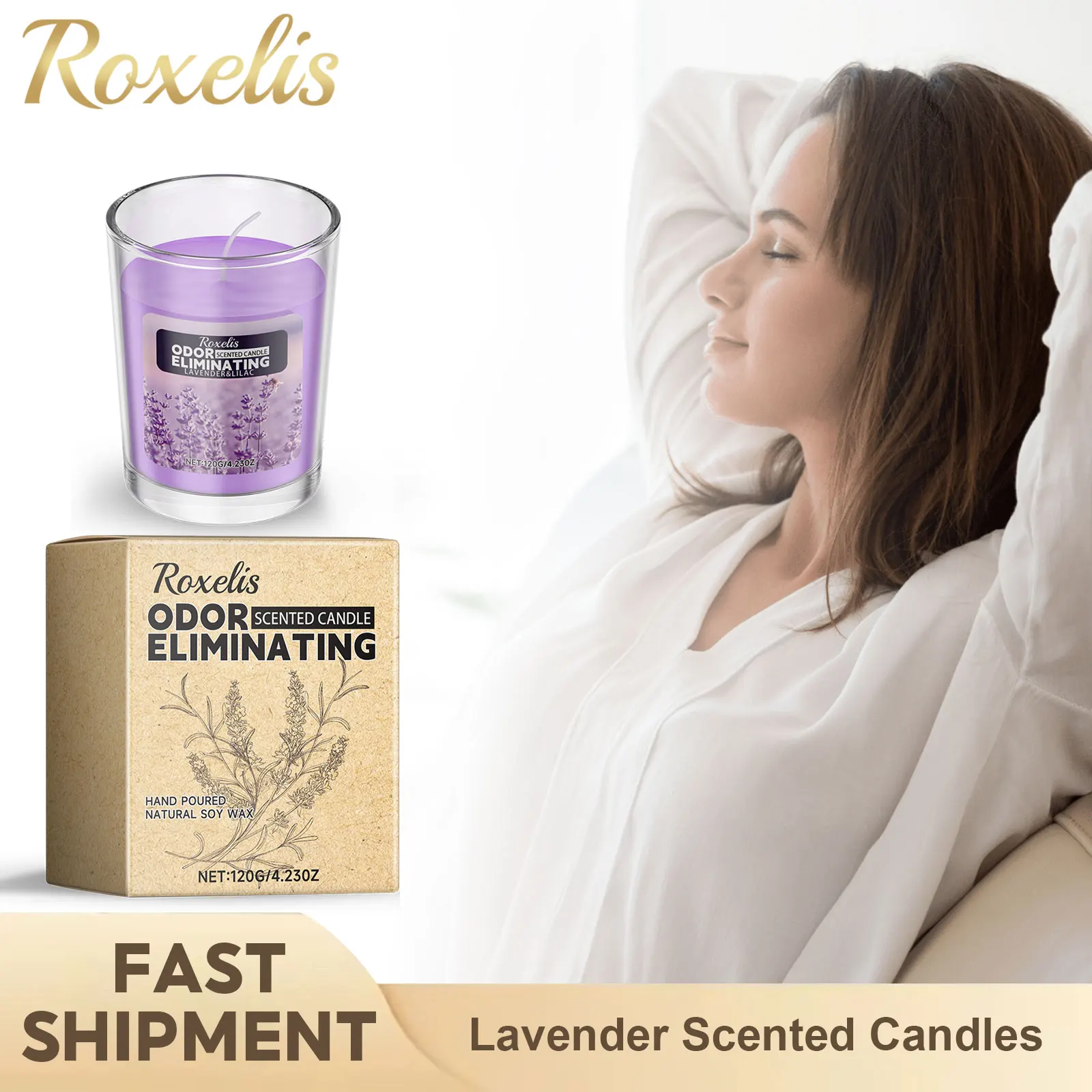 Lavender Scented Candle Long Lasting Fragrance Romantic Atmosphere Decoration Improve Sleep Relieve Stress Soy Smokeless Candles