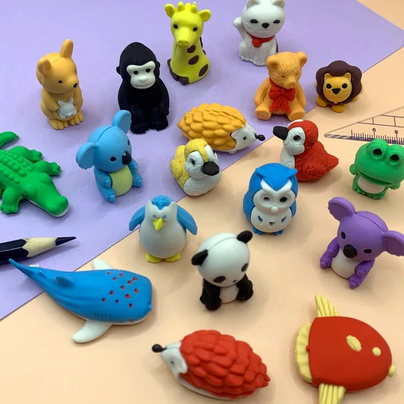 Animal Puzzle Pencil Erasers - 12/25PCS Take Apart Desk Pets Toys, Perfect Party Favors & Classroom Students Prizes