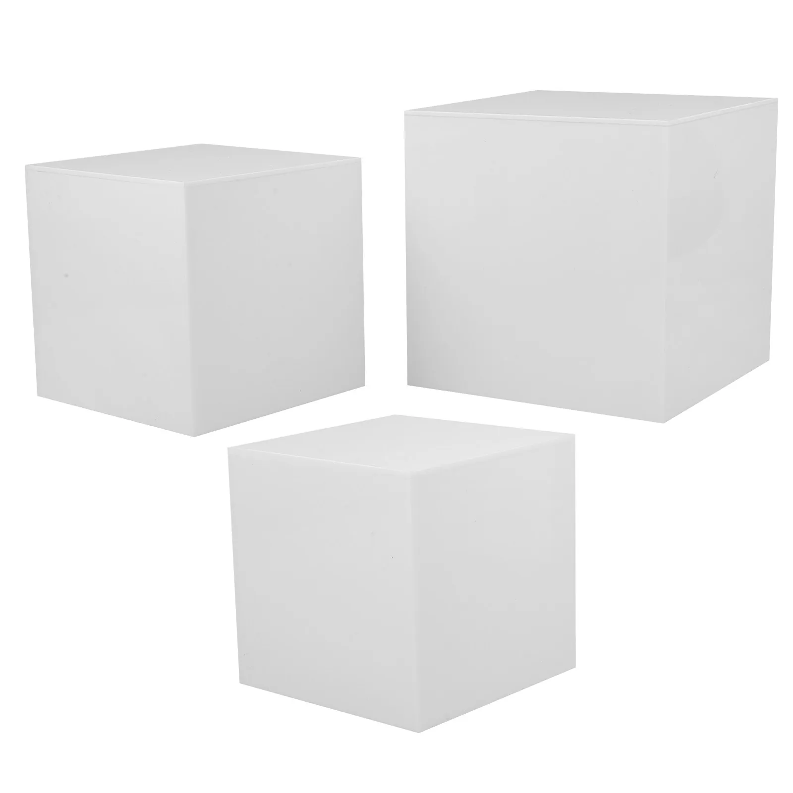 

3Pcs Acrylic Cube Display Boxes Square Multi-Height Organizer Riser Stands for Small Items Party Wedding Office Desk Decor