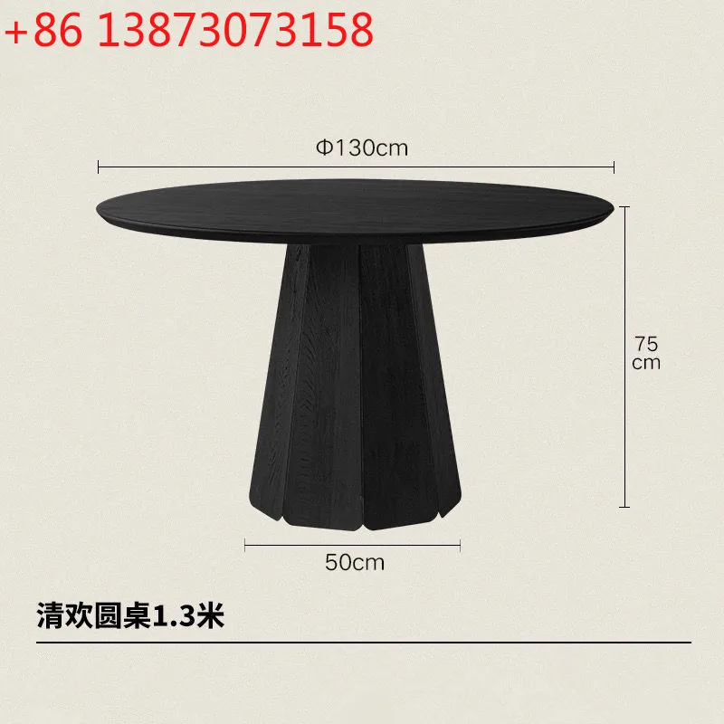Simple modern solid wood conference table black minimalist round home coffee table