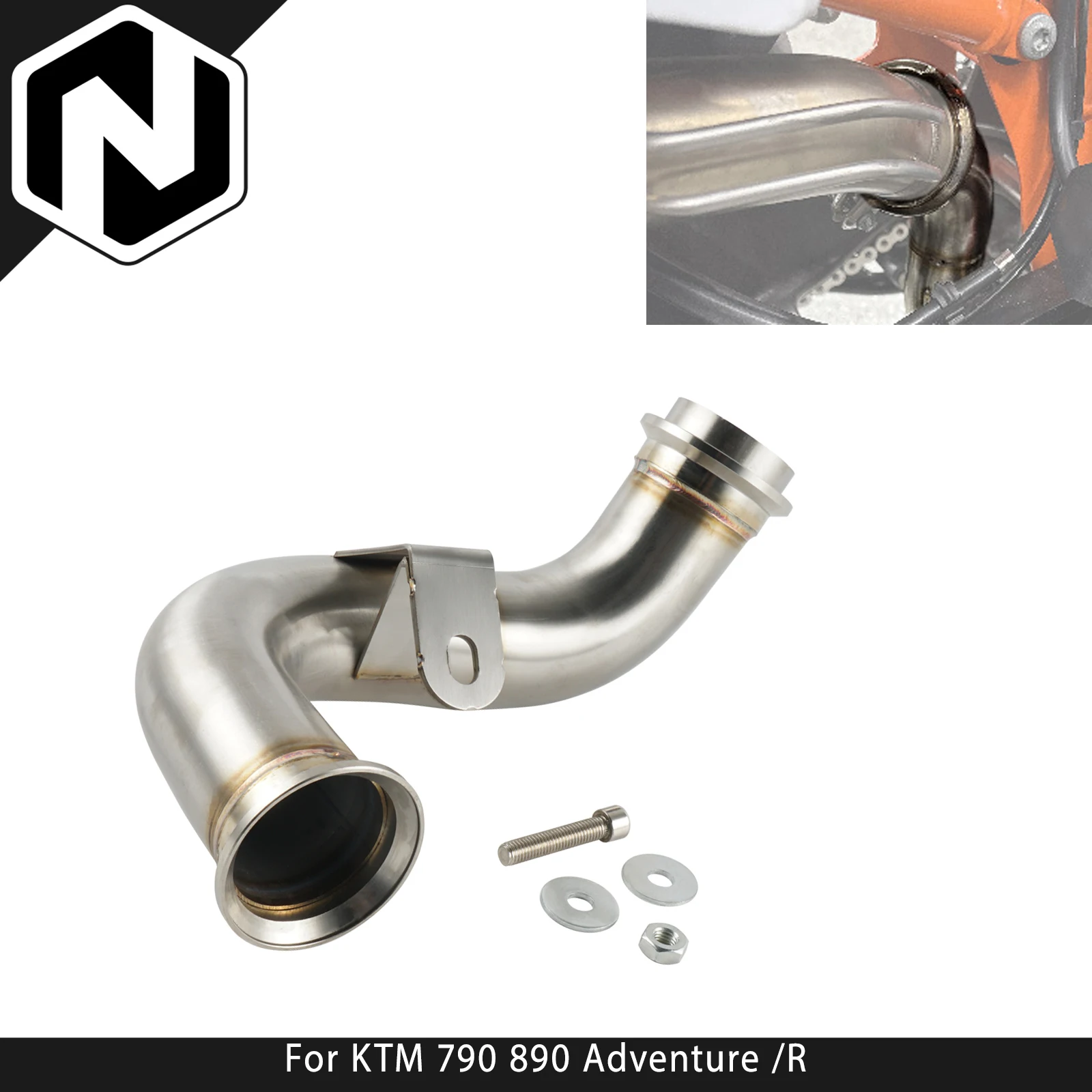 

Motorcycle Exhaust Middle Link Pipe For KTM 790 Adventure/R 19-22 890 Adventure/R/Rally 2021-2022 For Husqvarna Norden 901 2022