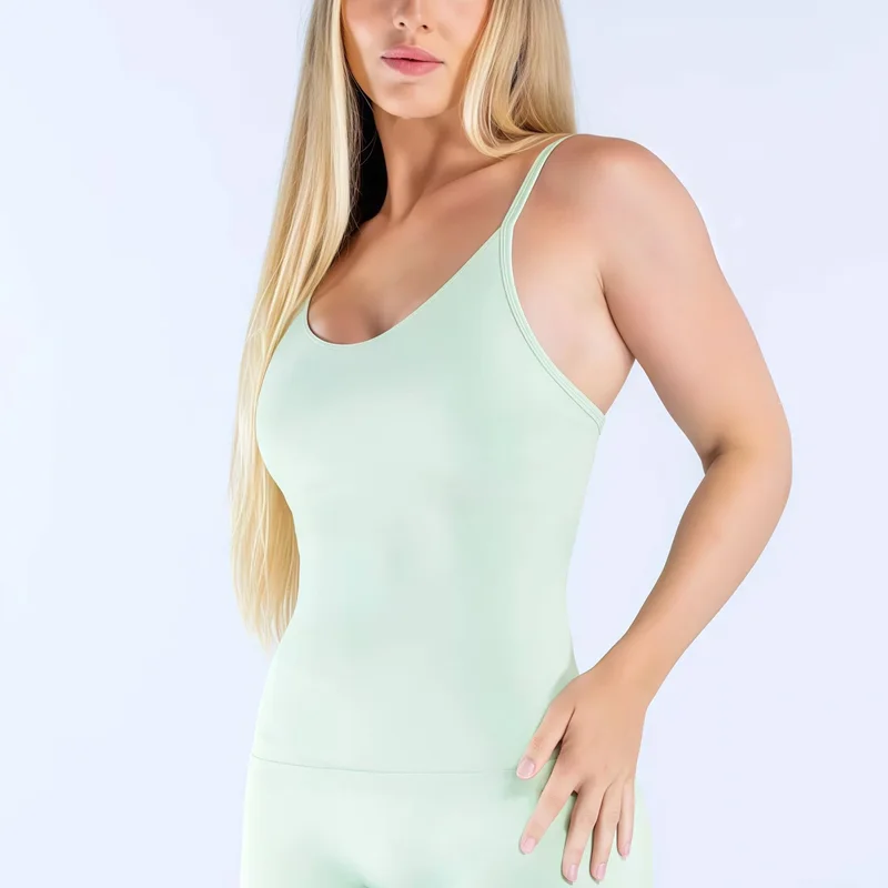HISTELLO Impact Scoop Neck Top Sports Yoga Tank Top Women Open Back Slim Fit Fitness Vest Seamless Running Workout Sportswear image 4