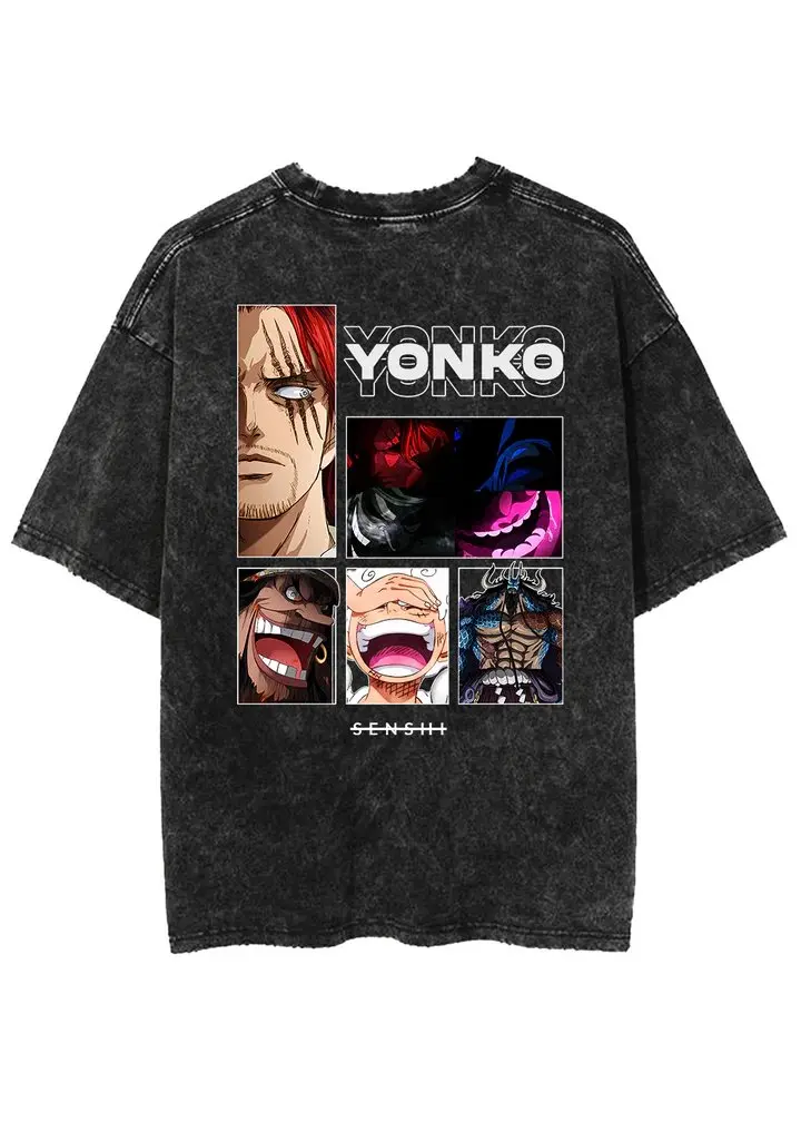 Übergroßes Vintage Washed One Piece Anime T-Shirt Männer Frauen Baumwolle Kurzarm T-Shirt Streetwear Y2k Casual Grafikdruck Tops Neu