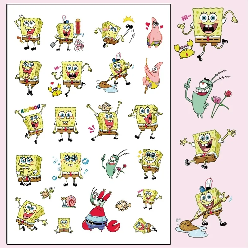 

4 шт., милая прозрачная водонепроницаемая наклейка с изображением Губки Боб, чашки воды, ноутбук, фотоальбом, украшение для компьютера, подарок для мальчика и девочки.
