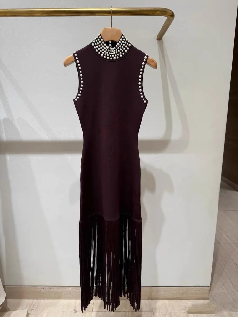 Ele Collo alto Svel con finiture di perle lavorate a maglia di fascia alta Dr da donna in versione H Vestibilità comoda da indossare ogni giorno