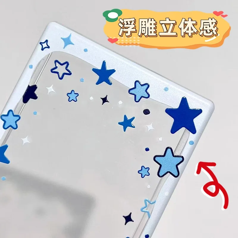 Star Pattern Sliding Cover Card Holder Transparent Portable ID Card Protector Kpop Photocard Sleeves Photo Storage Case