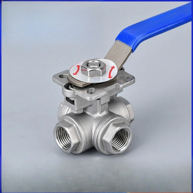 Q16-64P four-way manual double L flow directional valve 304 stainless steel  thread four-way high-pressure platform ball valve