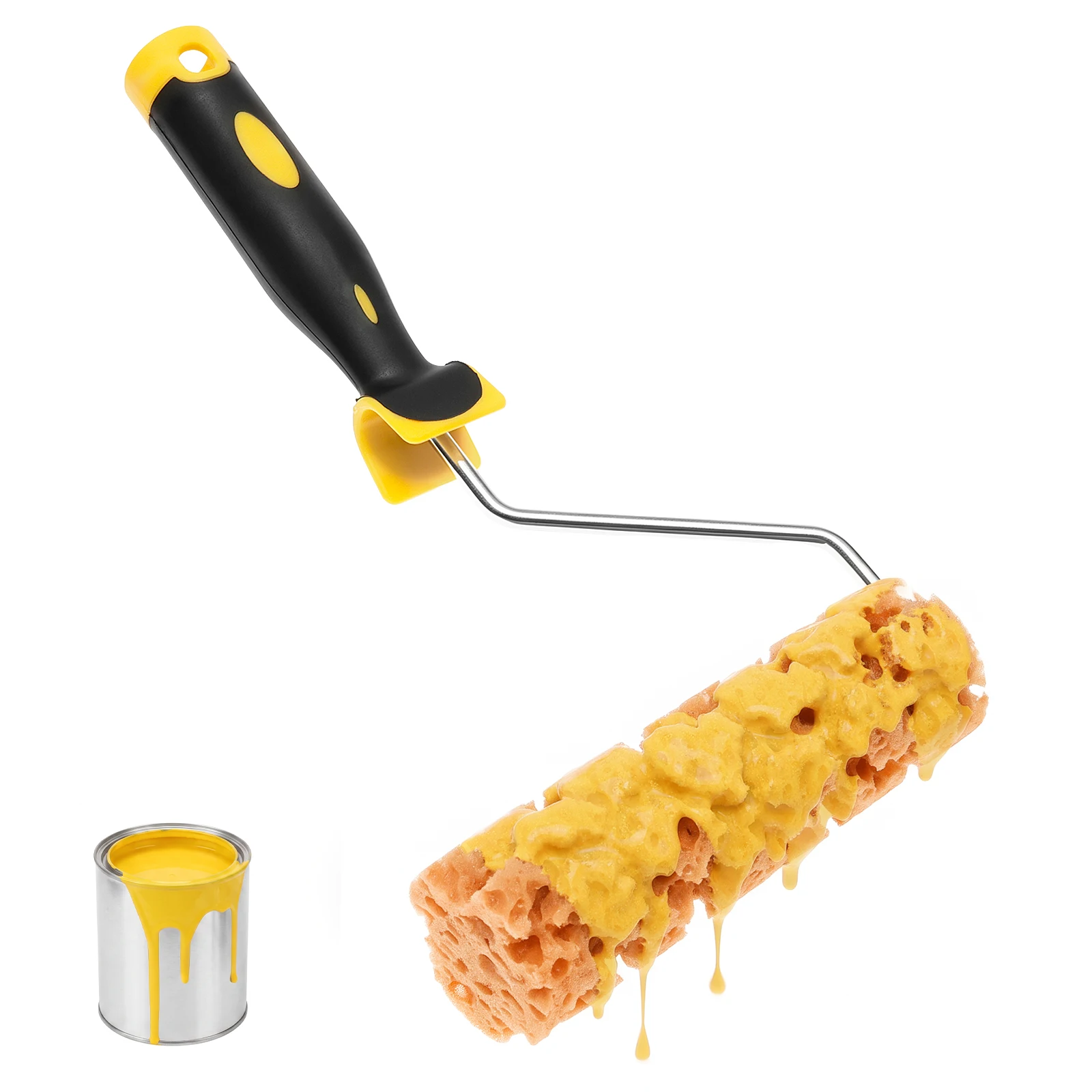 Sponge Texture Paint Roller Creative Texture Roller with Thickened Non-slip Handle for Emulsion Paint Chalk Paint Plaster Glaze