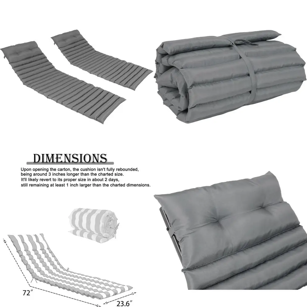 

Waterproof Outdoor Chaise Lounge Cushion Set, 2-Piece, with Headrest, Ideal for Patio and Garden Seating, Durable Fabric for All