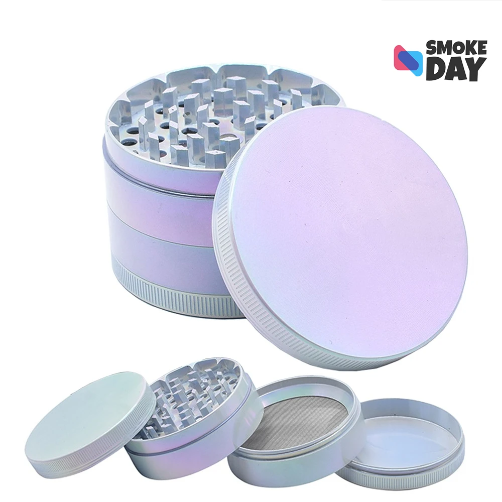 Neon Herb Grinder 4-layer Iridescent Tobacco Grinder Spice Miller Crusher Zinc Alloy 40/50/60mm