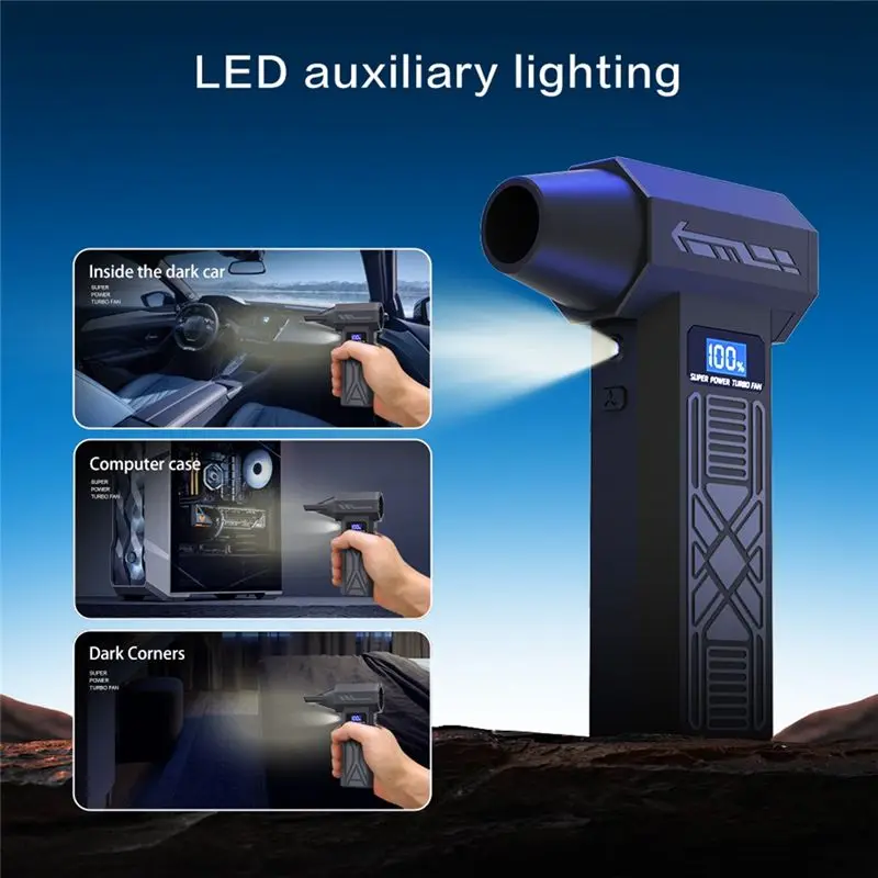 AT13 Portable charge Turbo ventilateur P80 120000 tr/min électrique plumeau nettoyage ventilateur outil 4 vitesses vitesse réglable