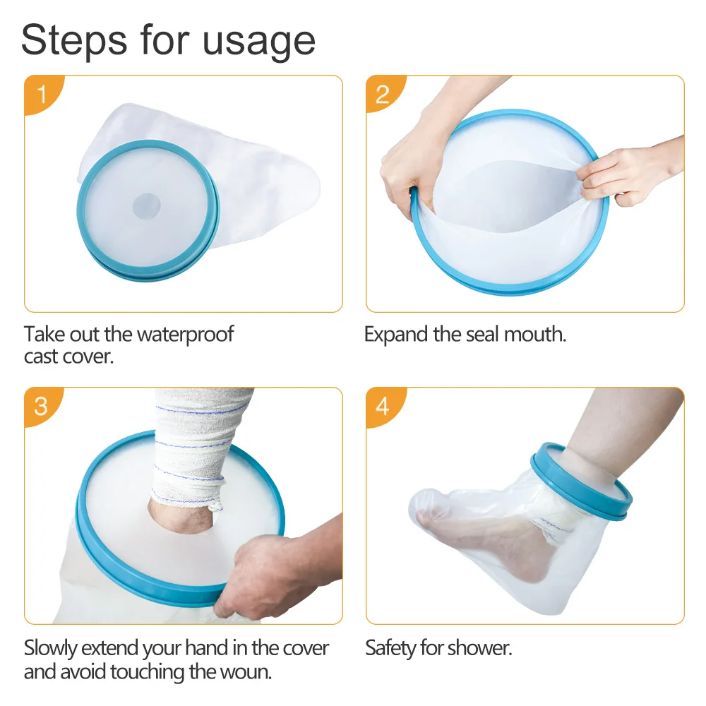 Adult Foot Cast Covers for Shower Waterproof Shower Bandage and Cast Protector for Shower and Bath Watertight