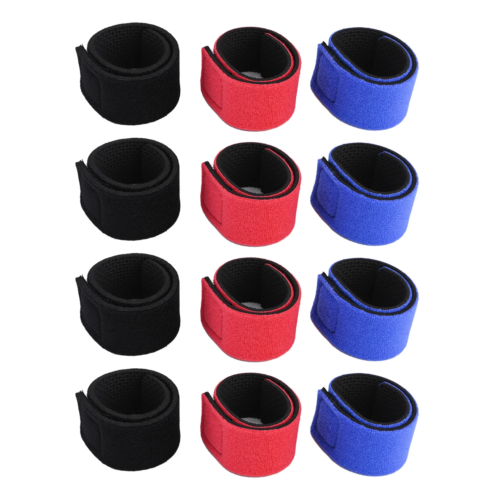 12 أشرطة صنارة الصيد 3 ألوان أشرطة صيد مرنة قابلة للتعديل لحماية قضبان الصيد ملحقات صيد الأسماك المقاومة