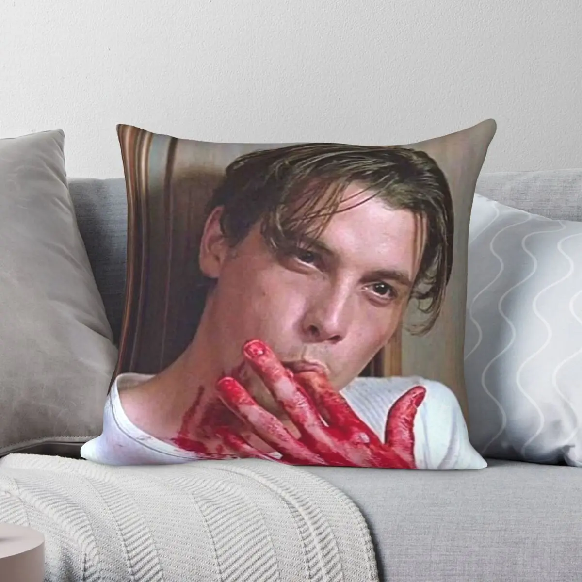 Scream Billy Loomis Horror Movie Blood Pillowcase Polyester Linen Velvet Creative Zip Decor Sofa Cushion Cover 45x45