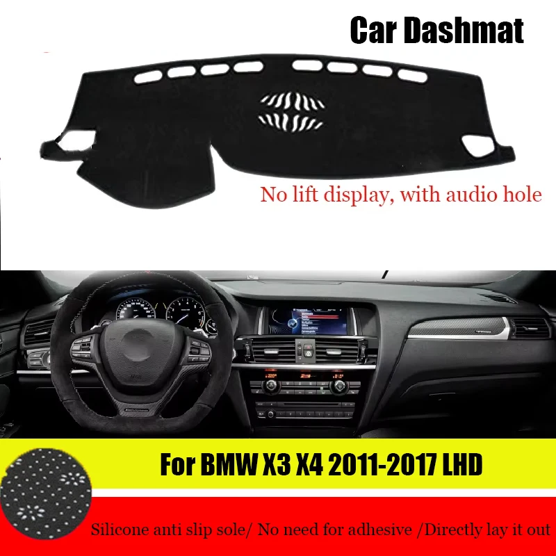 

ZUIMI крышка приборной панели, коврик для приборной панели, коврик для BMW X3 X4 2011-2017, без подъема дисплея с аудиоотверстием, крышка приборной панели, козырек от солнца