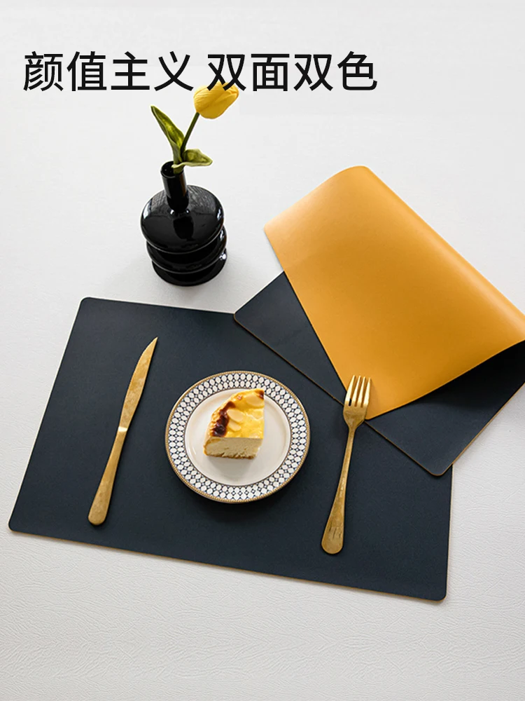 Leather placemats,scalding-proof and heat-insulating mats,high-temperature resistant, waterproof and oil-proof advanced table