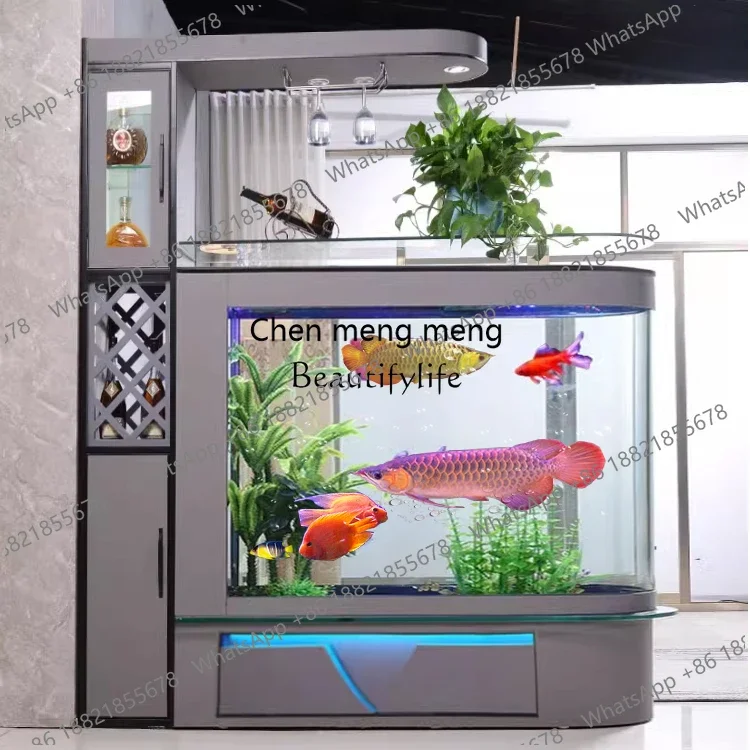 

New fish tank screen living room partition bullet aquarium large wine cabinet glass bottom filter ecological water free