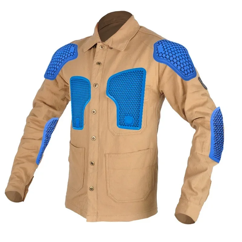 

VOLERO Motorbike Jacket Men's Retro Biker Jacket Motorcycle Shirt Four-season Anti-drop Suit Long Sleeves Motorcyclist Jacket