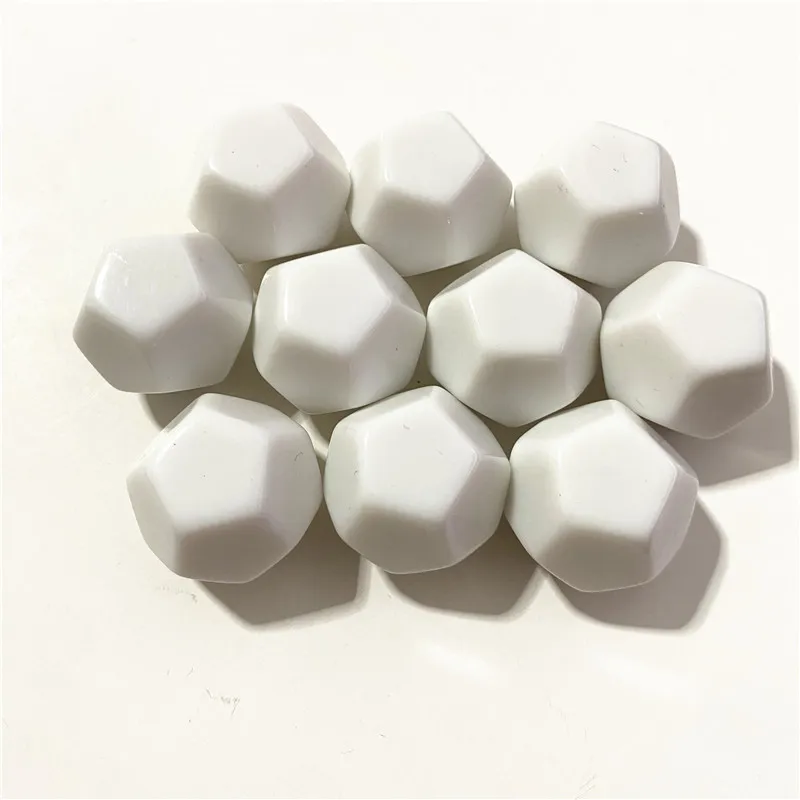 10Pcs Acrylic D12 23mm Blank White Black Color Dice 12-Sided For Board Games Accessories