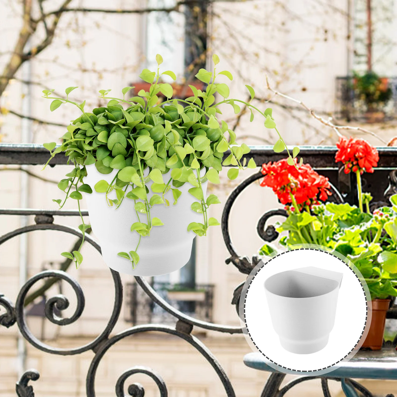 

Wall Hanging Planter Railing Flowerpot for Balcony Garden Yard Thickened Plastic Hanging Plant Pot for Flowers Herbs Small