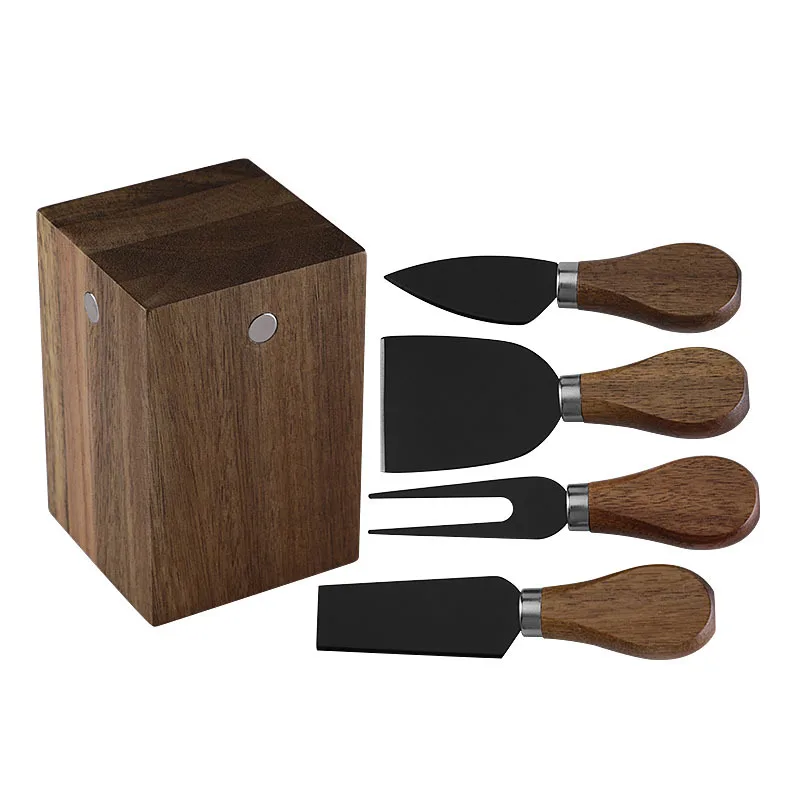 Cheese Knife and Fork Set with Magnetic Knife Block Holder Cutlery Display Stand and Storage Rack view 2