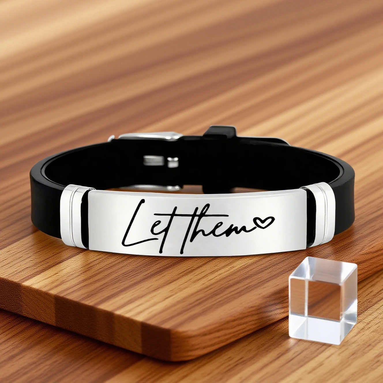 ملهمة "دع لهم"، سوار سيليكون مخصص من الفولاذ المقاوم للصدأ، تحفز بنفسك، هدية مثالية لعطلات أعياد الميلاد