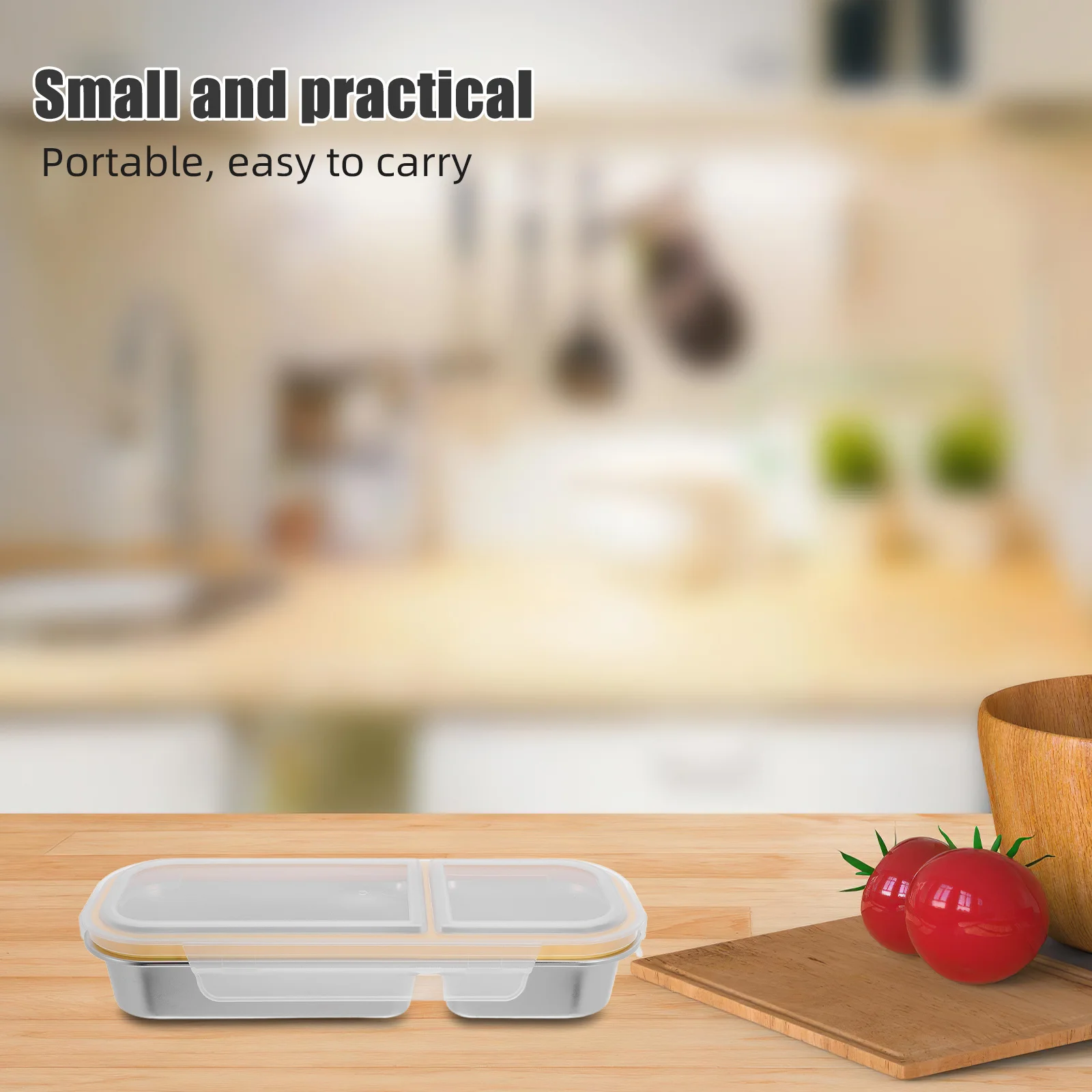 

Stainless Steel Divided Lunch Box 700Ml Two Compartments Leakproof Food Storage Container Portable Snack Box for School Office