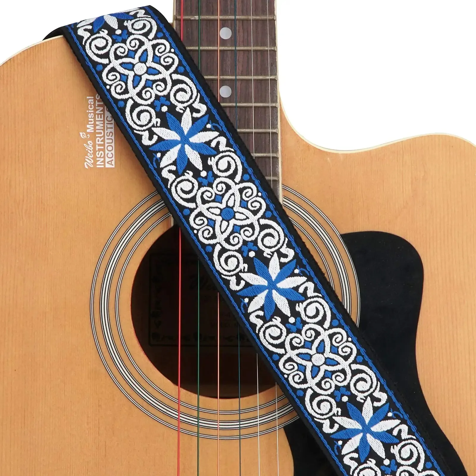 10Pcs Guitar Strap, Electric Guitars and Bass, Jacquard Weave Embroidered Adjustable Strap Includes 5 Picks and Pick Pocket