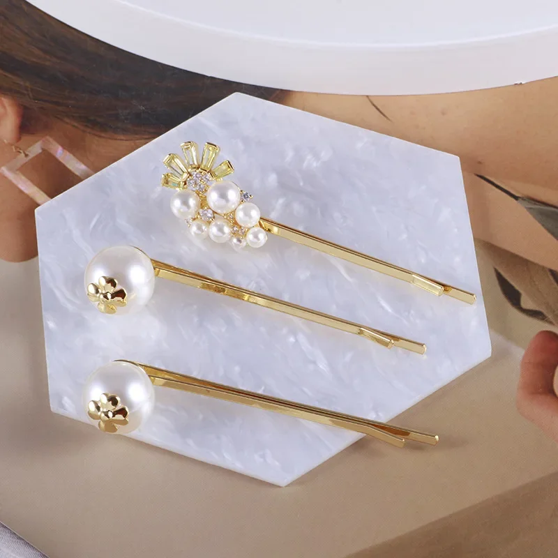 

KS Европейская и американская модная тенденция Нишевый дизайн Солнце Облако Жемчуг Циркон Трехсекционная заколка для волос с одним словом