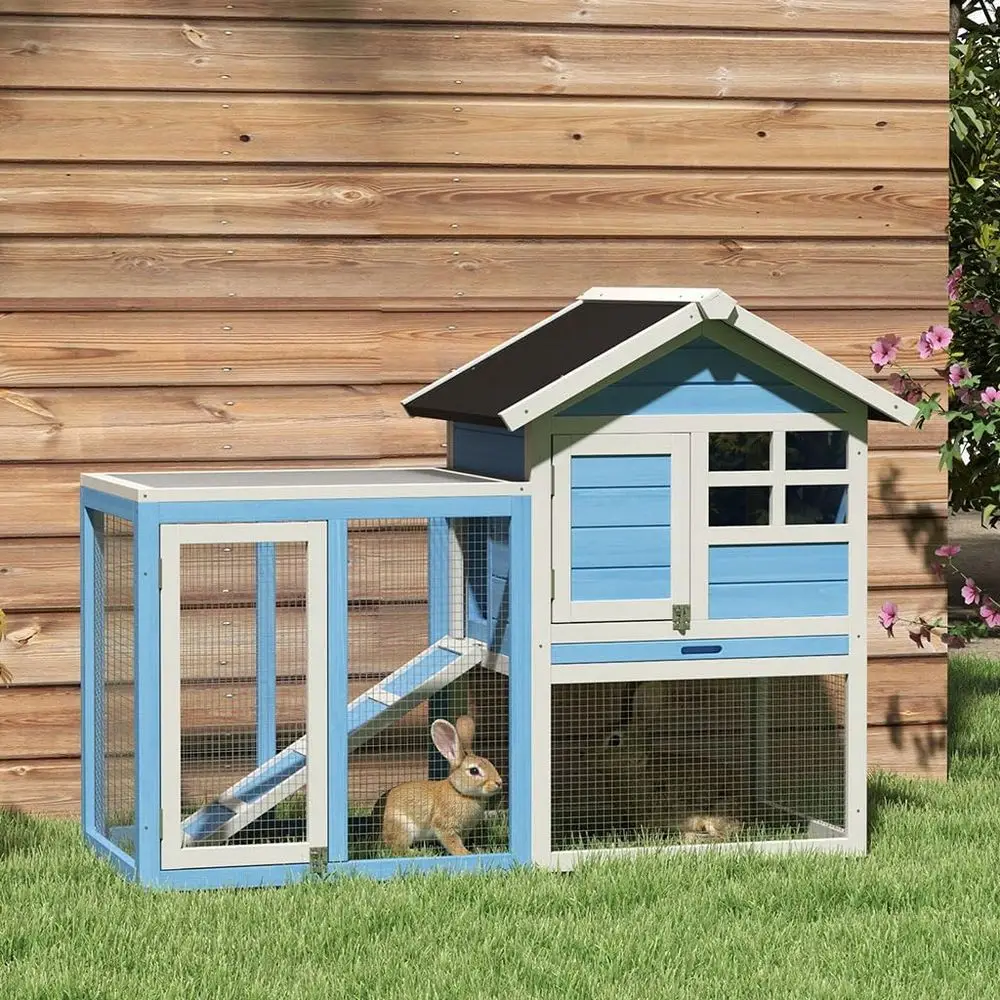 

Большой деревянный уличный курятник и вольер для кроликов с выдвижным поддоном