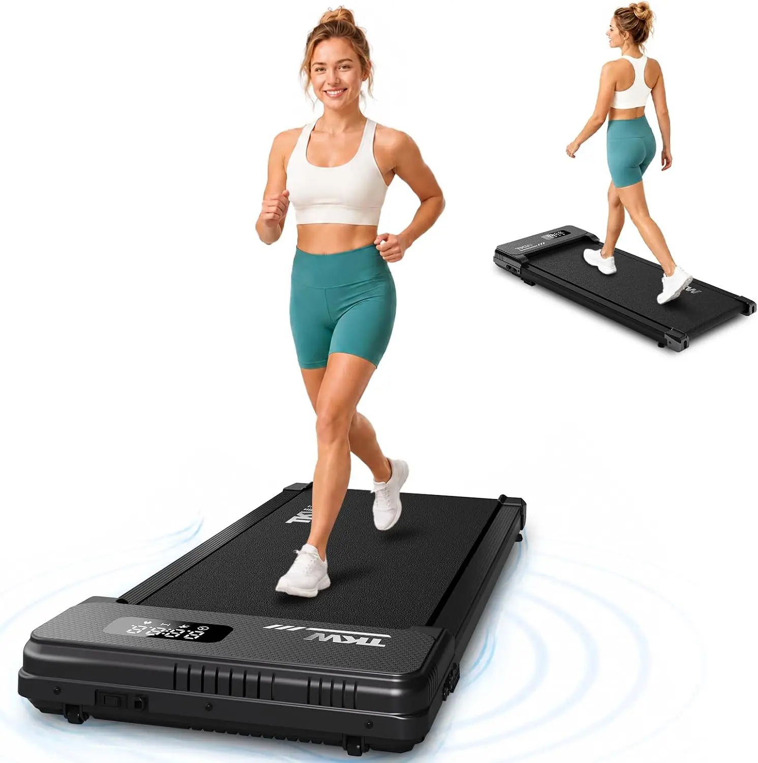 3-in-1 Under Desk Walking Pad with Vibration Plates, Incline, Remote Control & LED Display for Home Small Spaces