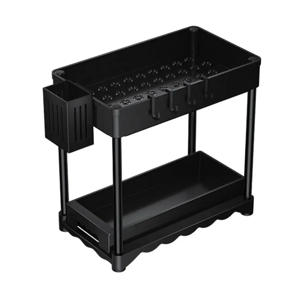 Double-layer Drawer Storage Supplies Organizer 2 Tier under Sink Storage Rack Easy Assembly Organizer for Kitchen Bathroom