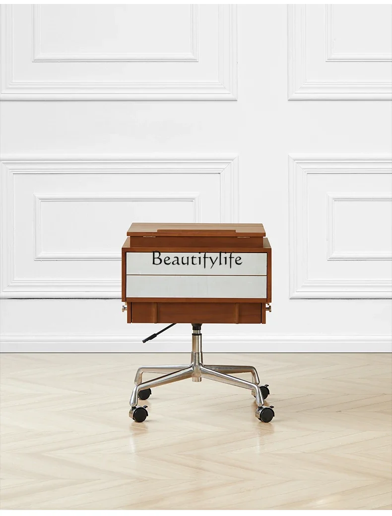 

FG26Retro Solid Wood Side Table Simple Small Apartment Living Room Movable Sofa Home Lifting Coffee Table