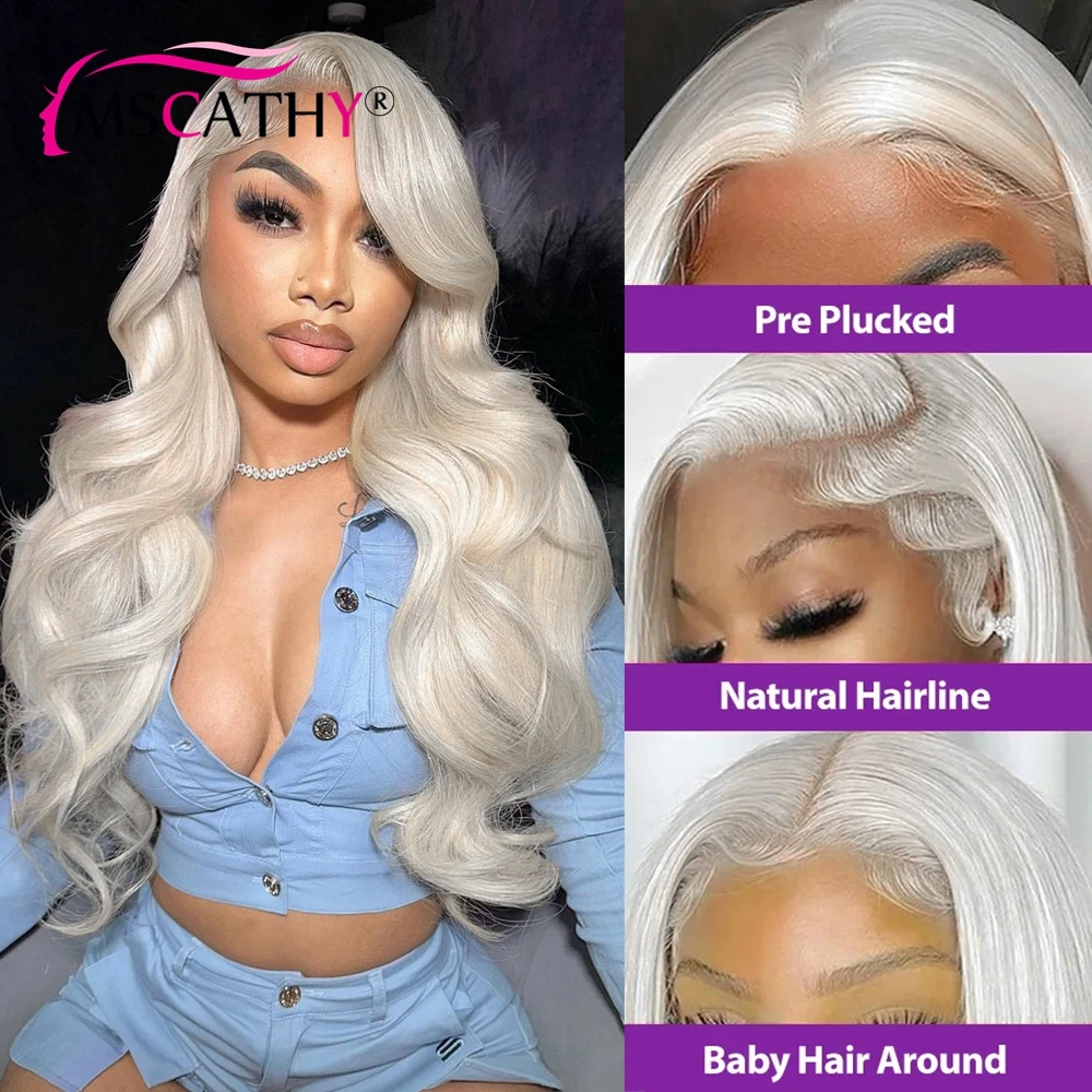 32Inch Platinum Blonde Body Wave 13X4 Lace Front Wig 100% Human Hair Preplucked Transparent 5x5 Closure Frontal Wigs Straight