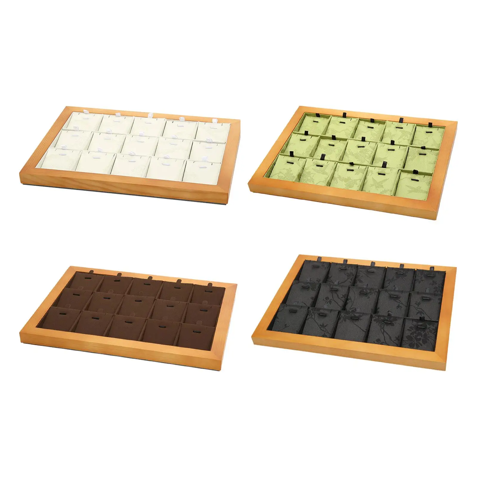 

15 Grids Pendant Tray Bracelet for Women Mom Wife Trinket Bangle Drawer Dresser Showcase Ring Watch Wood Earrings Display Case